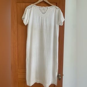 Vintage white linen embroidered dress